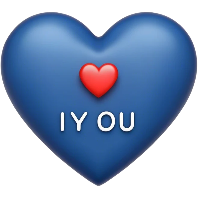 Dark blue heart with the words I Love You in the middle  emoji