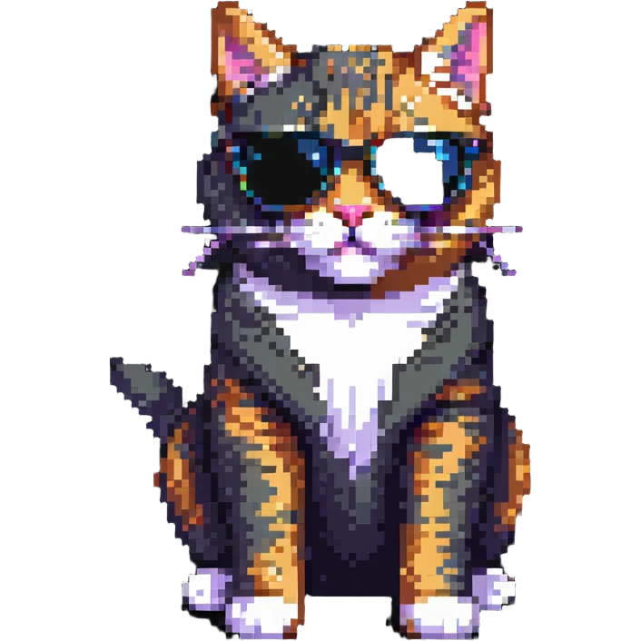Cool cat wearing sunglasses, looking confident emoji