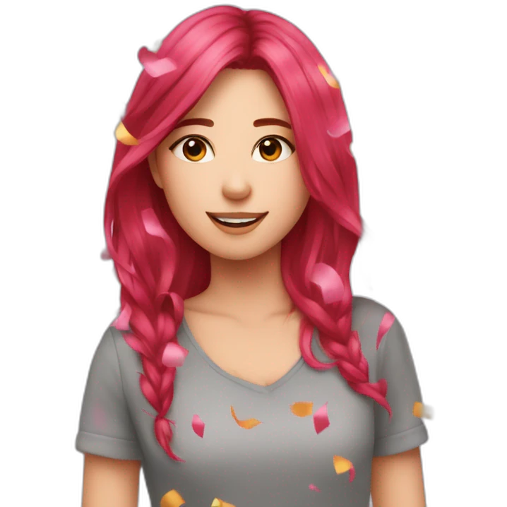 girl-long-straight-rosered-hair-throwing-confetti emoji