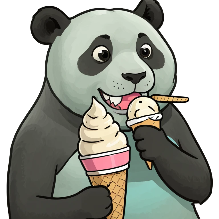 Panda eating ice cream emoji