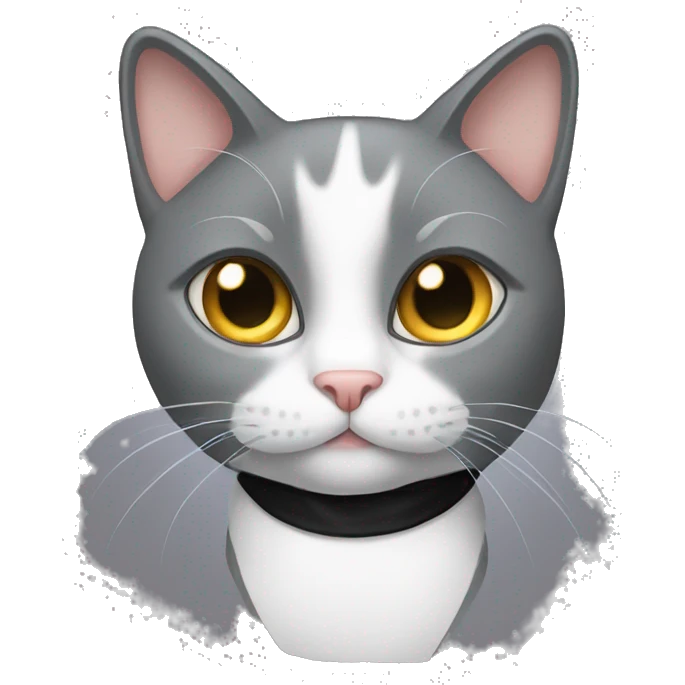 Grey cat with tuxedo cat emoji