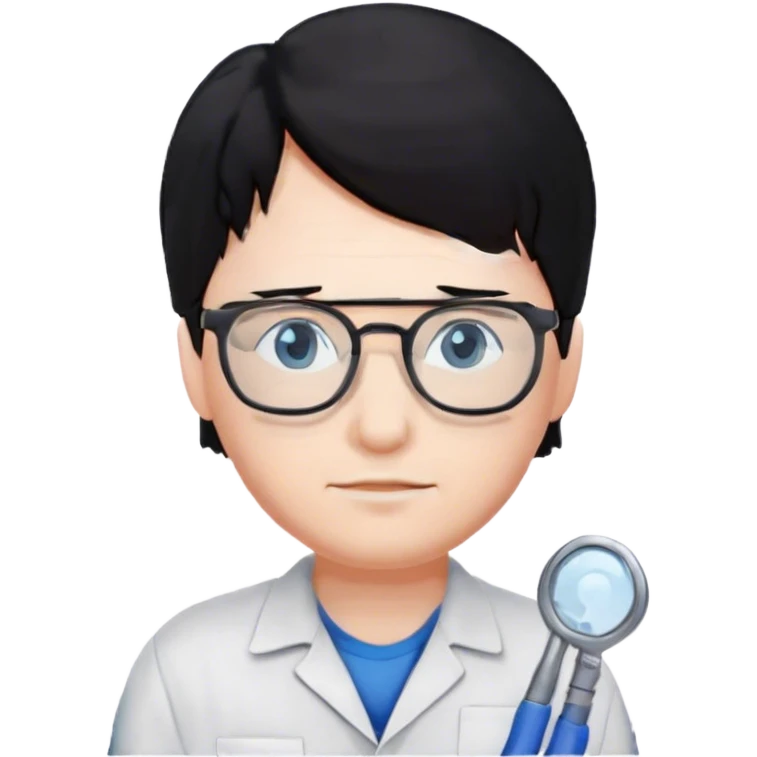 Plumber with black hair, glasses and blue eyes emoji