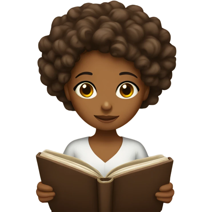 Brown girl with curly hair reading the Bible  emoji