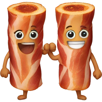 two bacon holding hands emoji