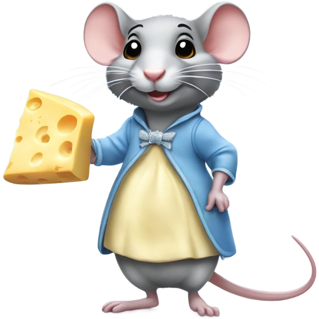 Cinderella's rat standing wear clothes and grab a cheese  emoji