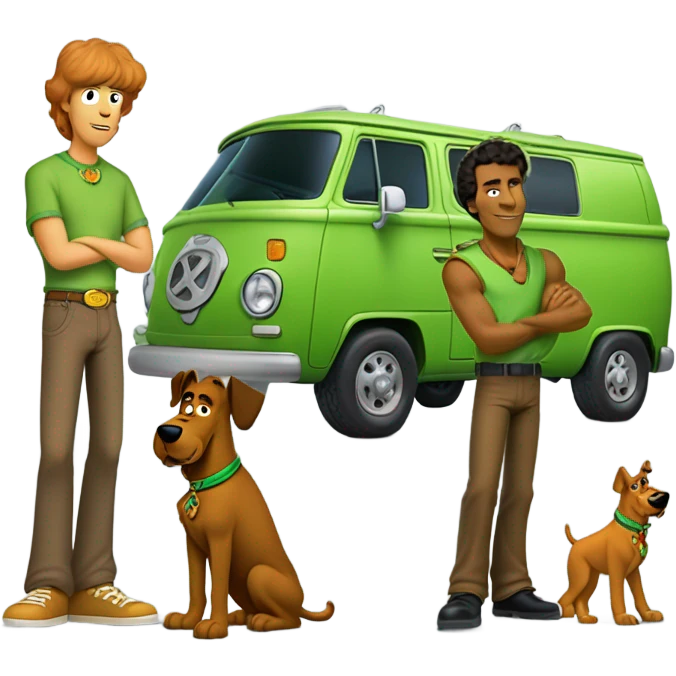Shaggy and Scooby-Doo from “Be Cool, Scooby-Doo” and the Mystery Machine emoji