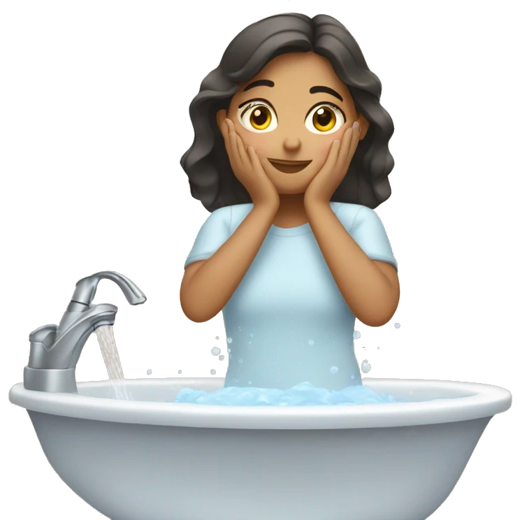 Hispanic girl washing face emoji