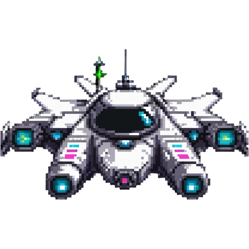 Retro-futuristic space cruiser with laser cannons emoji