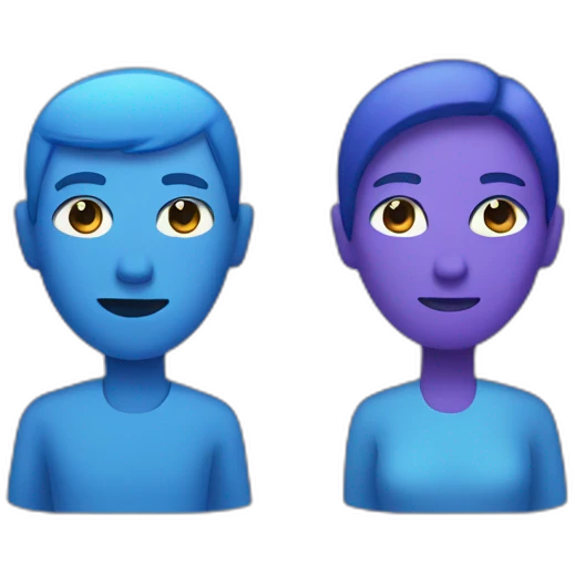 Purple man and blue woman emoji
