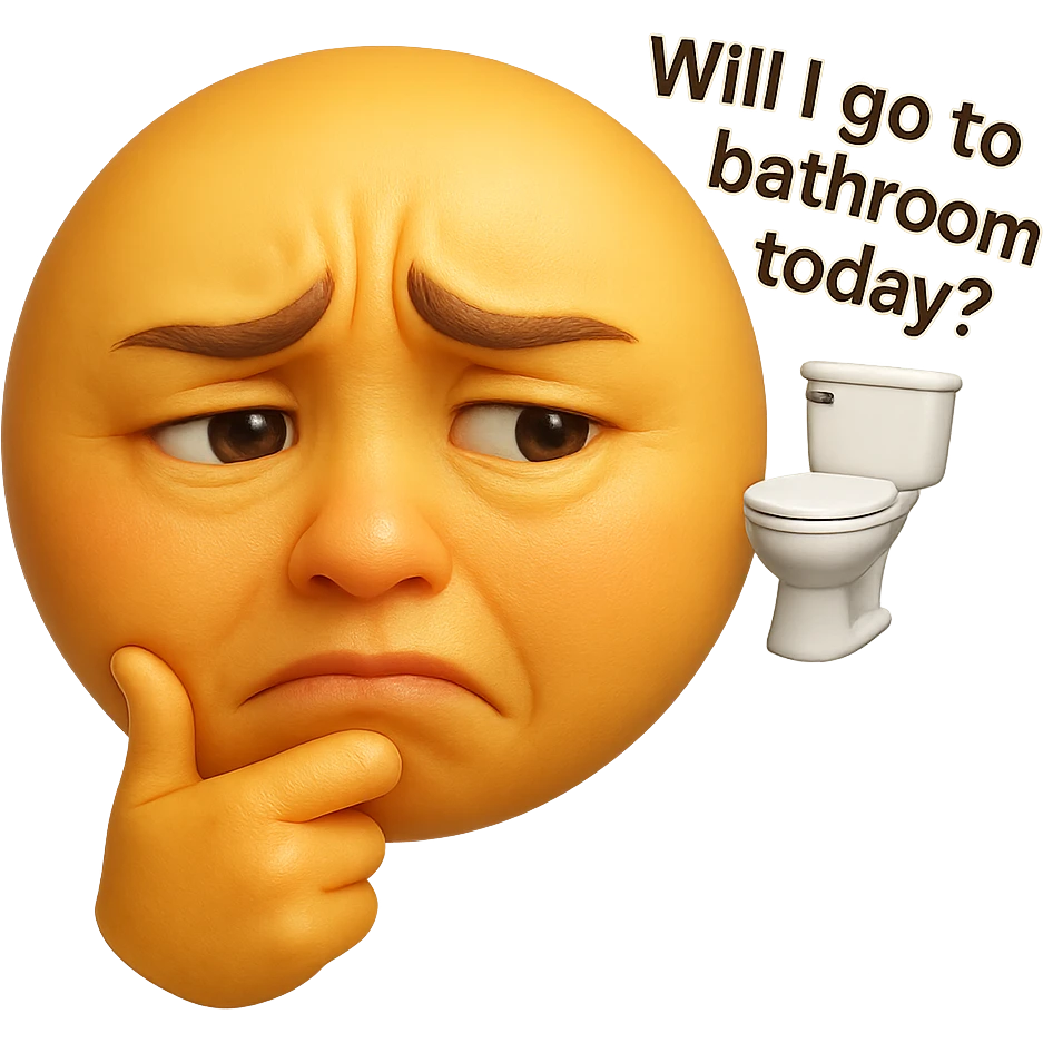 emoji stile iphone che riguarda l'argomento "stipsi/andrò al bagno oggi?", iperrealistico 4k emoji
