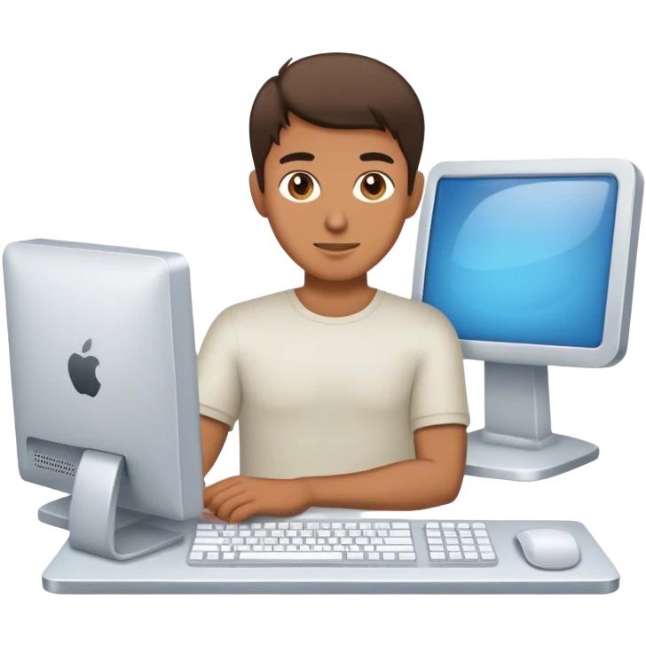 Hacker man playing computer emoji