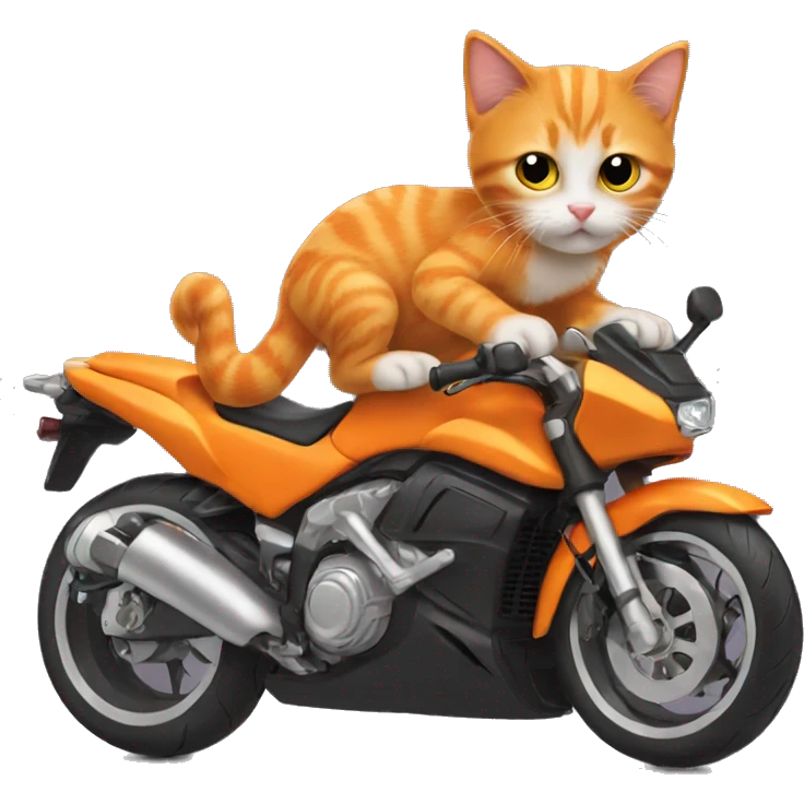 Orange kitten riding a super bike emoji