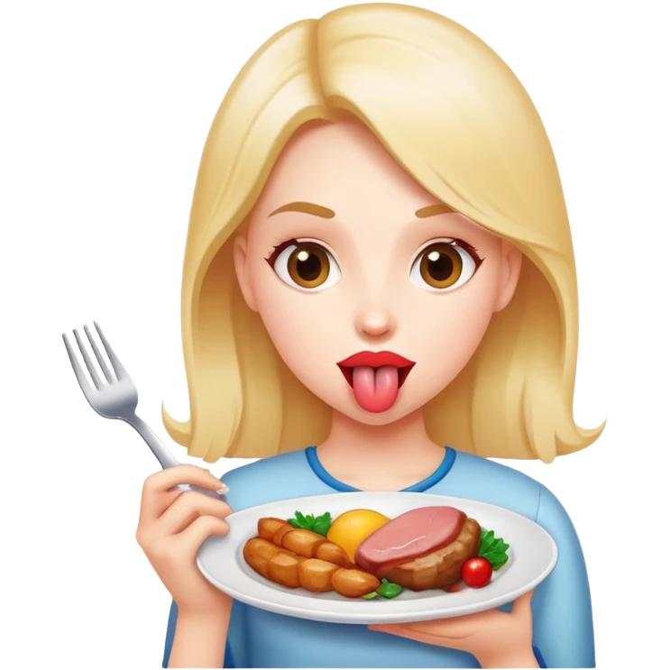 girl with tongue out and dinner plate emoji