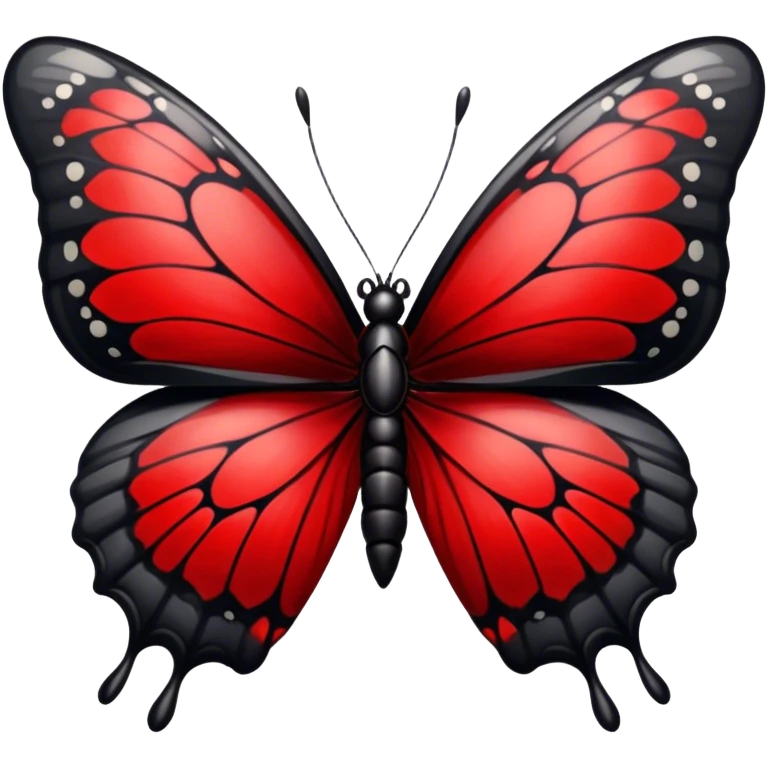 An Edgy crimson-blood-red obsidian-black beautiful butterfly emoji