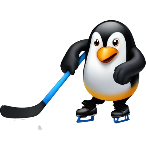 Penguin playing hockey emoji