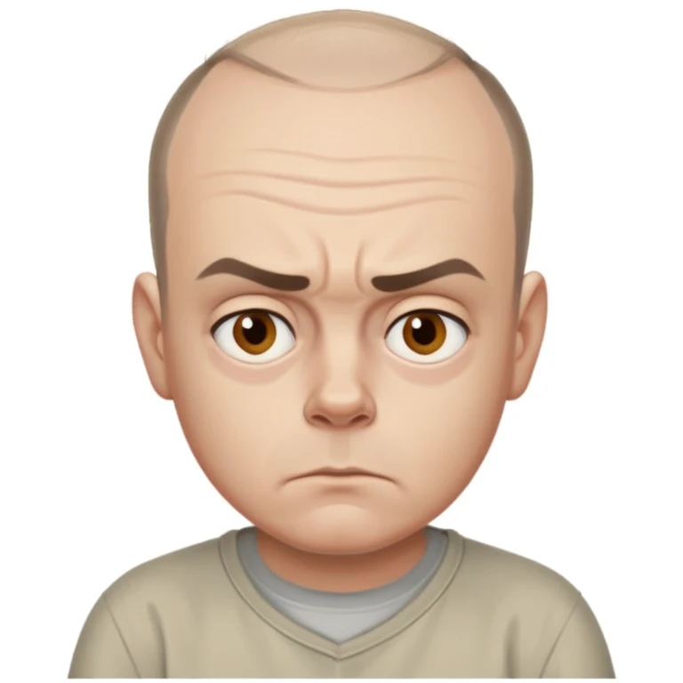 Carl from Sling Blade, serious expression, recognizable features, neutral background emoji