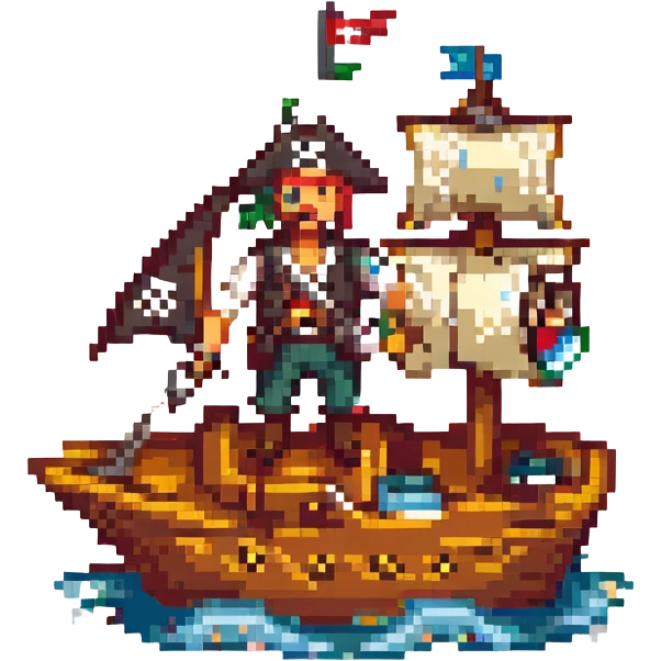 pirate sailing on a ship emoji