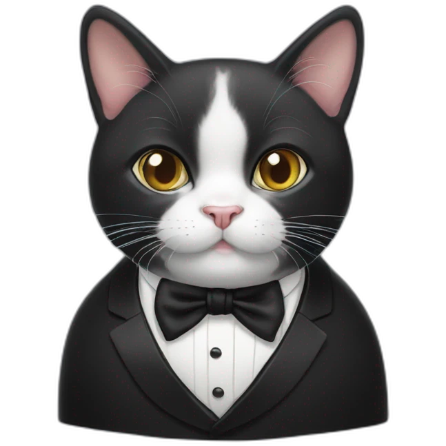 Black Tuxedo-Cat with white moustache Winston Churchill emoji