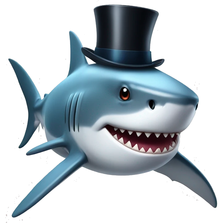 Shark with a top hat emoji