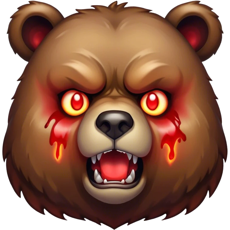 ANGRY looking bloodstained bear with glowing eyes emoji