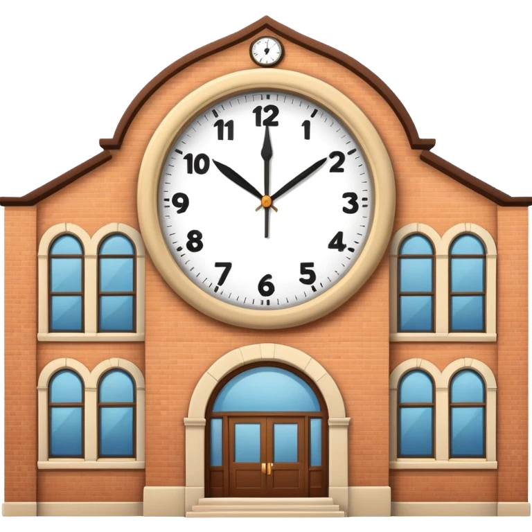school building with a clock emoji