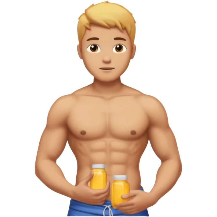 Male shirtless honey skin six pack sexy big dih lean full body without pants one hand cover the mid emoji