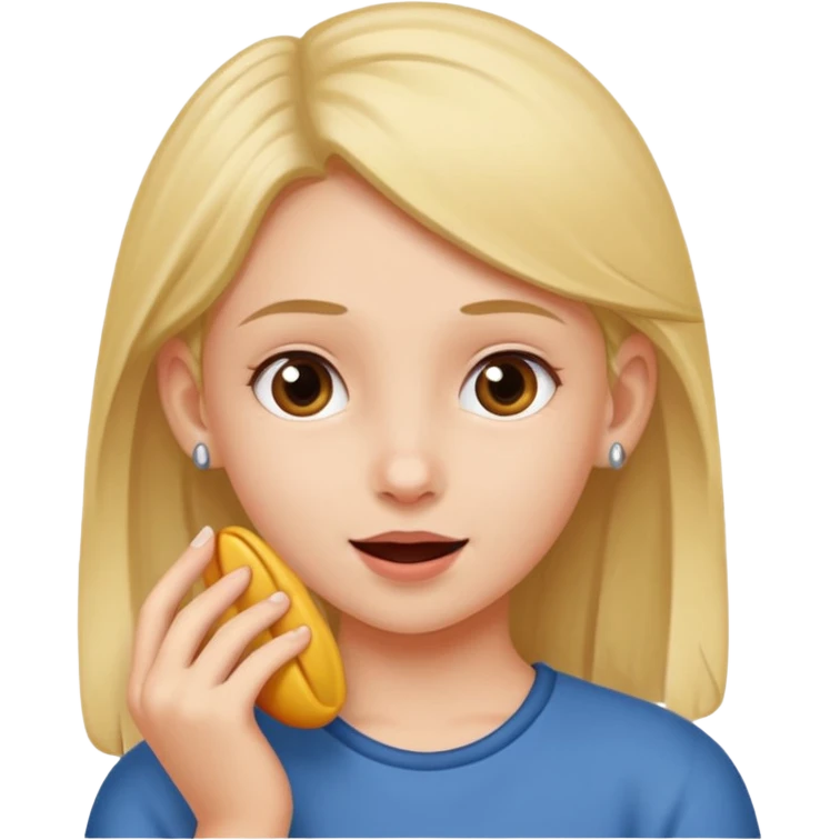 A girl holding an boys ear emoji