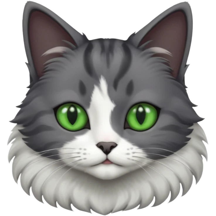 one dark grey and white cat and one completely solid dark grey cat with green eyes and only white paws emoji