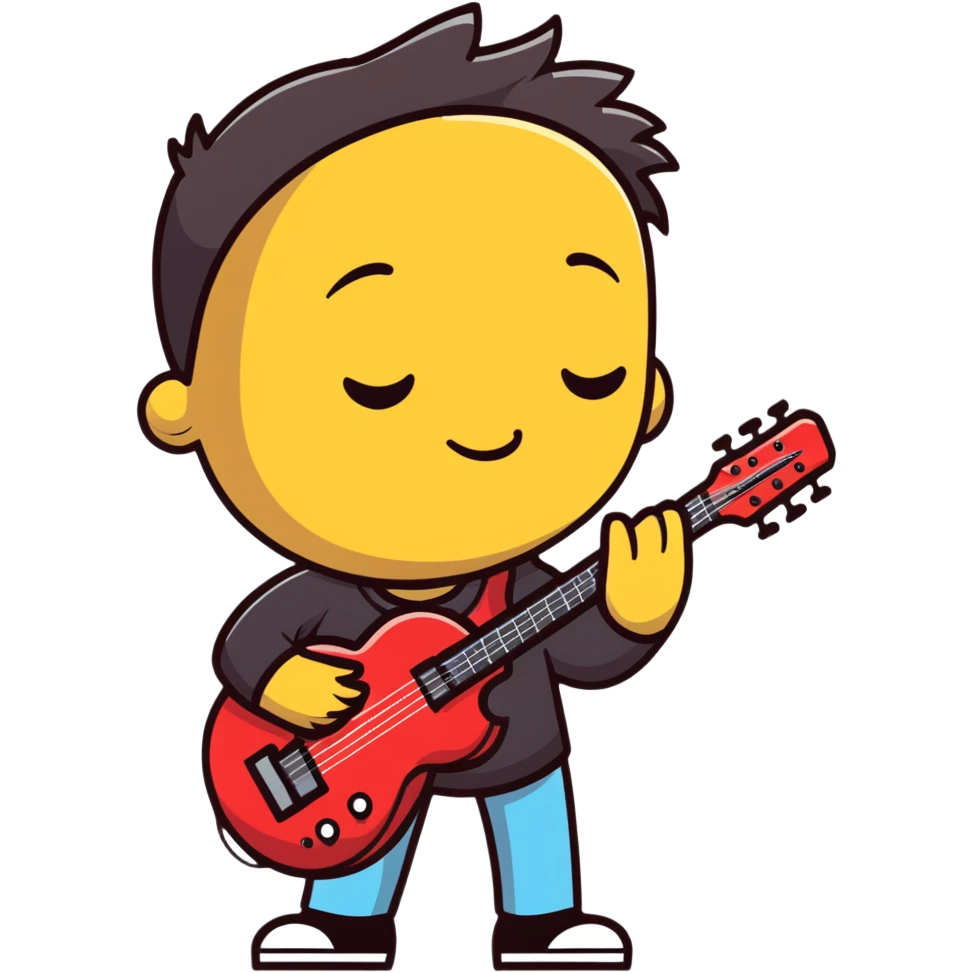 Musician's head and shoulders only, confident facial expression with half-closed eyes, subtle knowing smile, rockstar appearance, contemplating future success, no instruments emoji