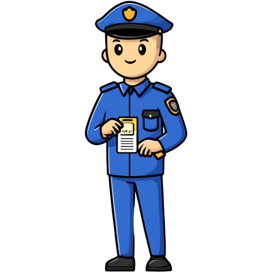 security officer holding a ticket emoji