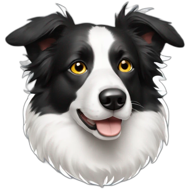Border collie face white with black eye patch emoji