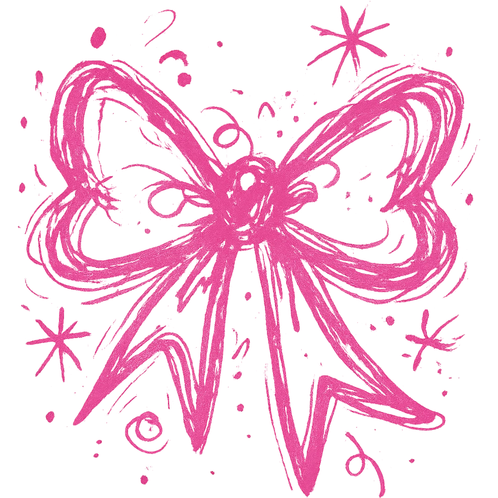 pink gothic bow chaotic doodle style emoji