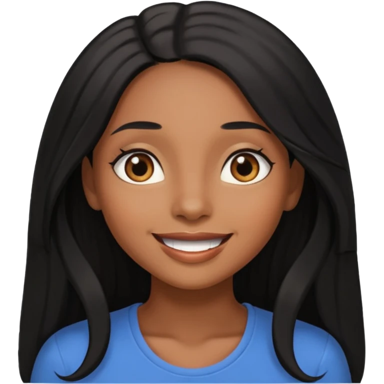pretty brown skin woman with long black hair and brown eyes looking up emoji