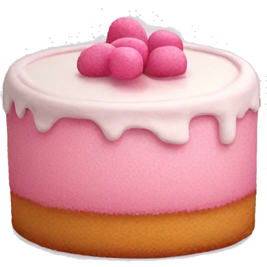 a pink velvet cake with white frostinf emoji