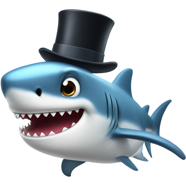 Cute Shark with a top hat emoji