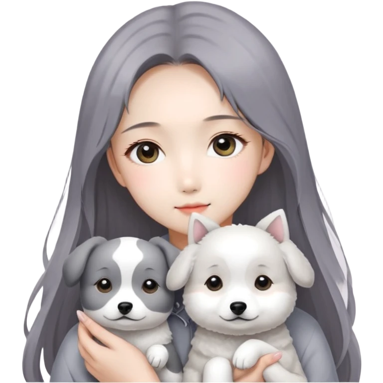 灰色贵宾犬西施女孩小狗 emoji