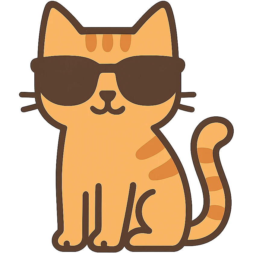 flat toon style cat wearing sunglasses emoji