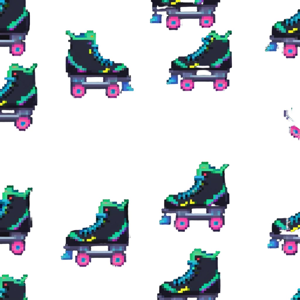 roller skate with neon accents, 1980s theme emoji