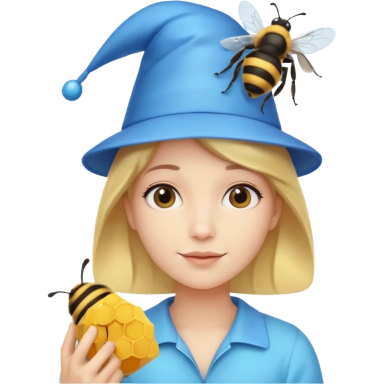party blue hat bee emoji