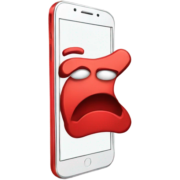 Red smartphone upset emoji