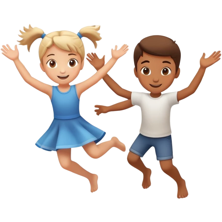 two children spinning each other by the hands, motion blur, happy and energetic emoji