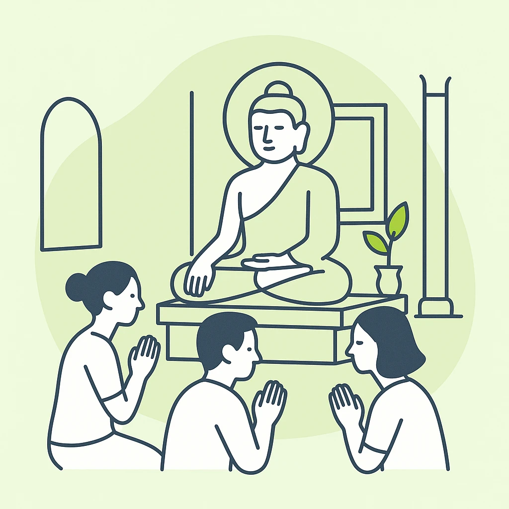 people praying in a Buddhist temple emoji
