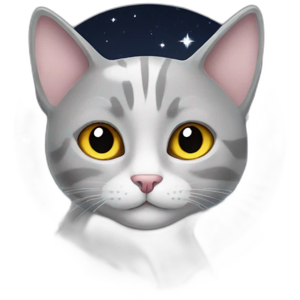 Cat grey and moon emoji