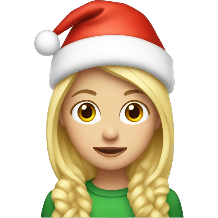 Blonde girl with Christmas hat emoji