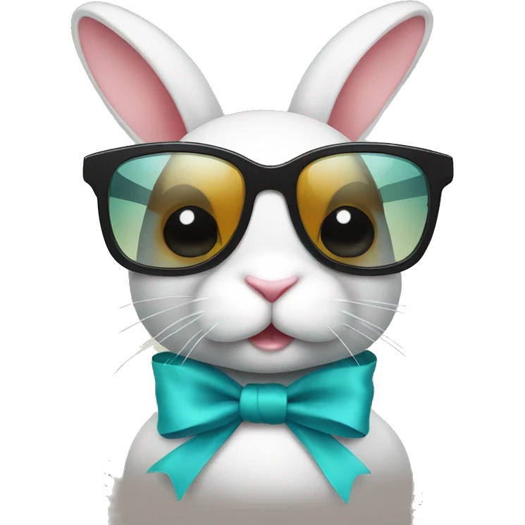 cute rabbit with ribbon and sunglass emoji