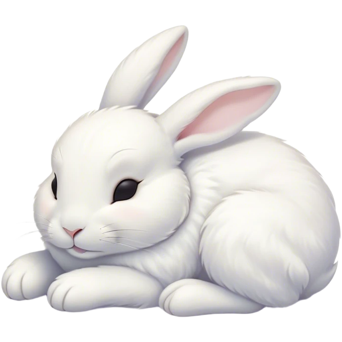 Meme-Worthy Cute Sleeping White Rabbit Portrait Emoji, Head resting peacefully with a contented smile, showcasing a delightfully compact build and a luxuriously soft pure white fur, eyes shut in a serene nap, Simplified yet hilariously adorable features, highly detailed, glowing with a soft, drowsy light, high shine, relaxed and utterly lovable, stylized with an air of playful laziness, bright and heartwarming, soft glowing outline, capturing the essence of a comically sleepy bunny, so meme-worthy it feels like it could instantly become the next viral sensation of adorable slumber! emoji
