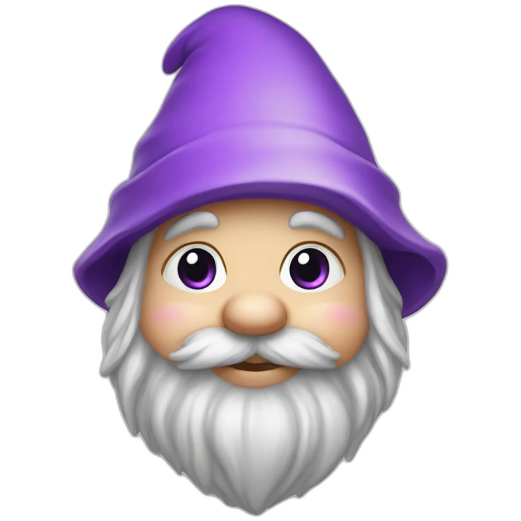 Gnome with purple hat hearts for eyes cute emoji