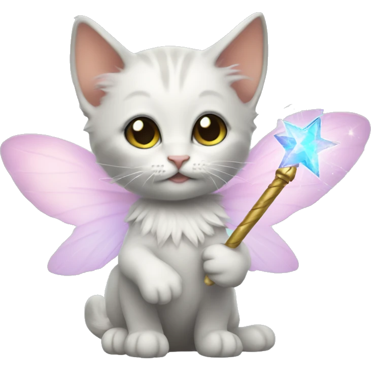 Kitten fairy with wand emoji