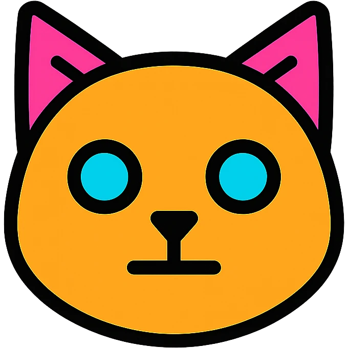 cat head only, neutral face, inspired by Solana logo, crypto project style emoji