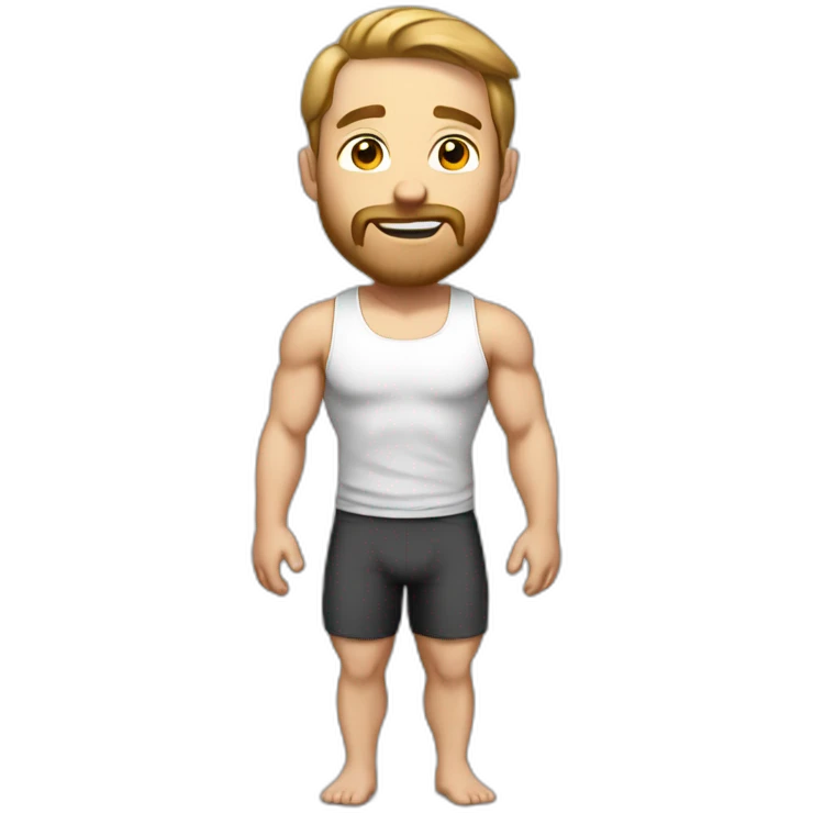 Classic workout clothes for white men tiredness  emoji